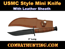 USMC Style Mini Knife With Leather Sheath