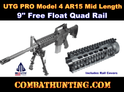 UTG PRO® AR15 Mid Length 9" Free Float Quad Rail