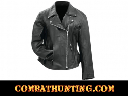 Womens Leather Motorcycle Jacket Black