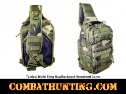 Woodland Camo Sling Shoulder Bag Backpack Molle