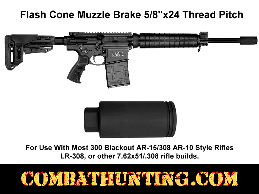 MZFS308L 308 Muzzle Brake 5/8x24 Flash Cone - AR-15 Parts & Accessories