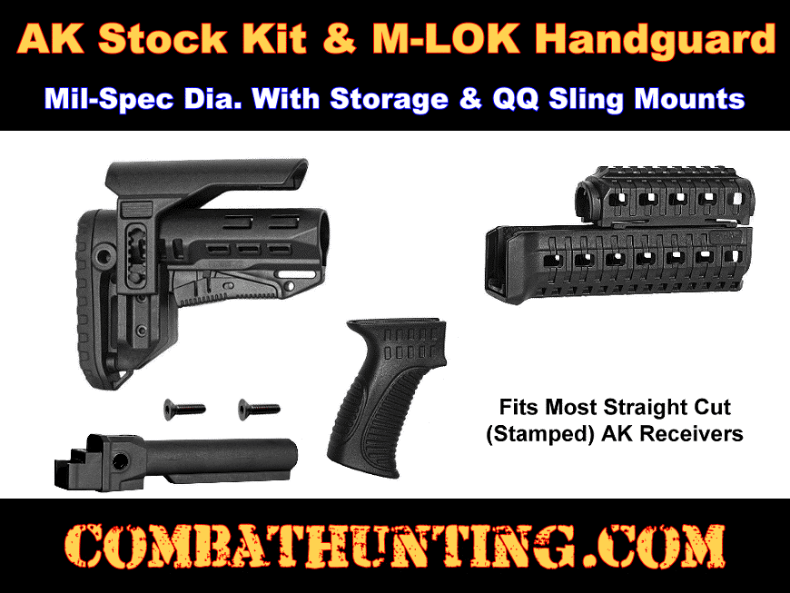 AK-47 74 Tactical Package Stock Kit With M-LOK Handguard Black style=