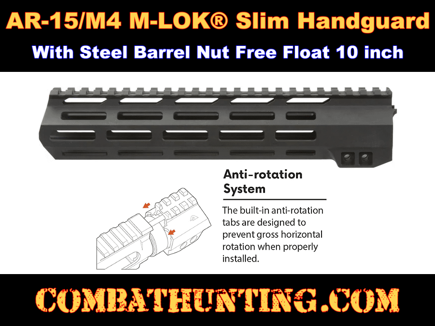 AR-15 M4 M-LOK® Slim Handguard Free Float 10 inch style=