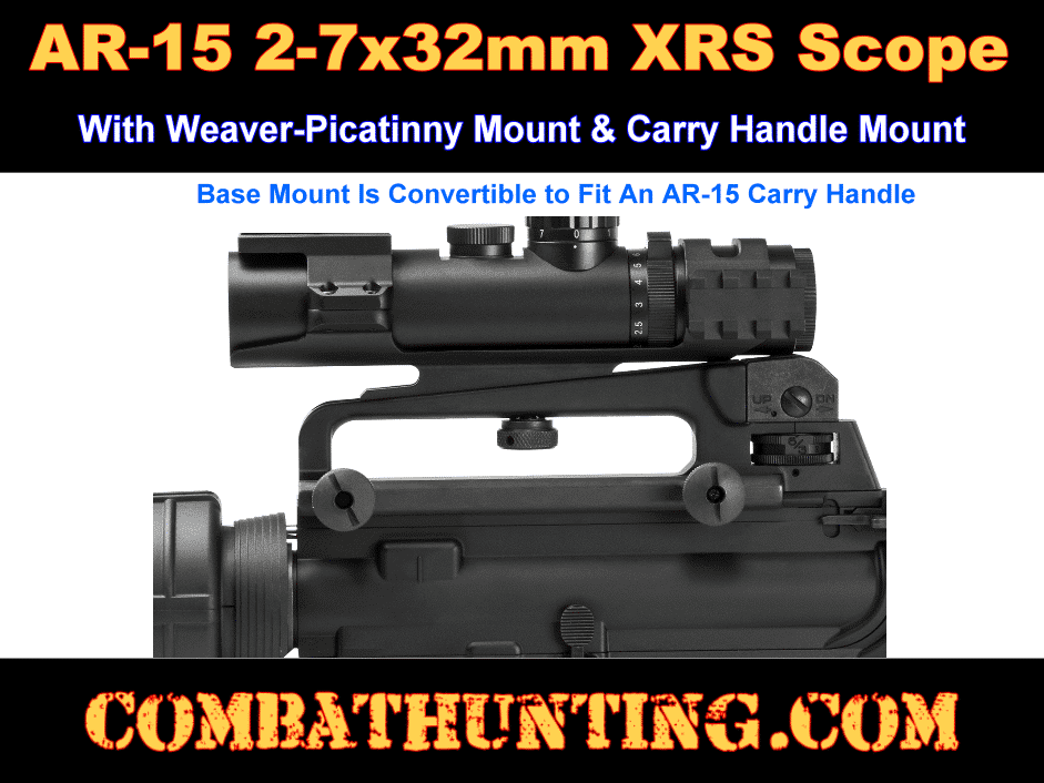 AR-15 Scope 2-7x32 XRS Illuminated Blue Mil-Dot Reticle style=