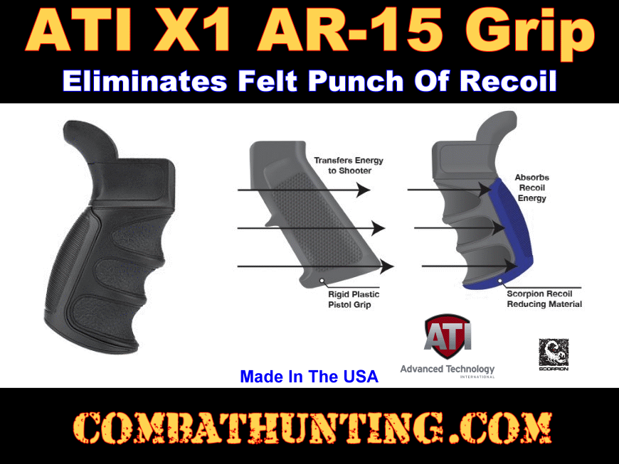 ATI X1 AR-15, AR-10, Pistol Grip Black style=