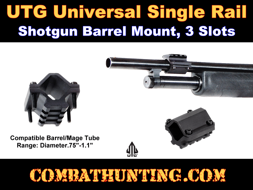 UTG Universal Single-rail Shotgun Barrel Mount, 3 Slots style=