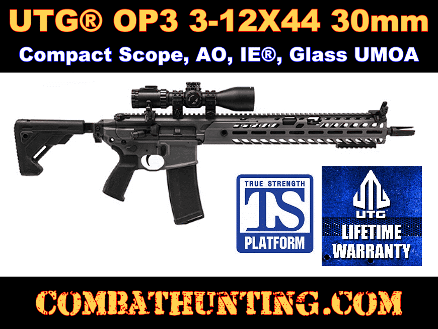 UTG OP3 3-12X44 30mm Compact Scope AO IE& Glass UMOA style=