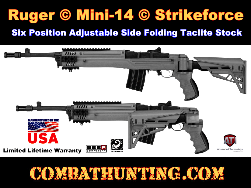 Ruger Mini-14 Strikeforce Six Position Side Folding TactLite Stock Destroyer Gray style=