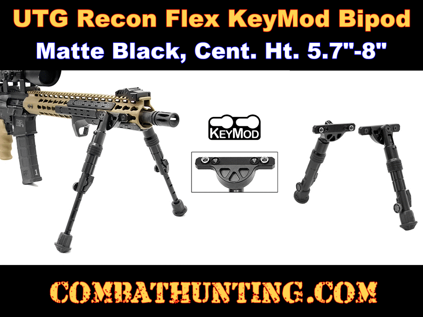 UTG Recon Flex KeyMod Bipod Matte Black, Cent. Ht. 5.7