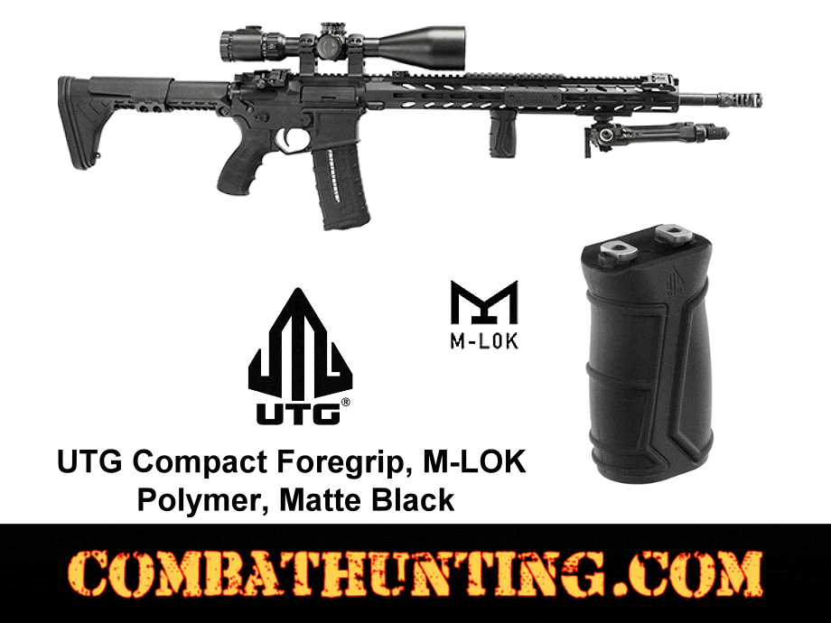 UTG Compact Foregrip M-LOK Polymer Matte Black Vertical Grip style=