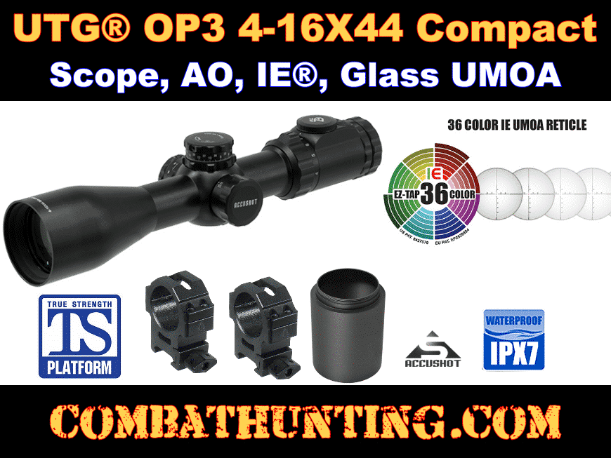 UTG OP3 4-16X44 30mm Compact Scope AO IE Glass UMOA style=