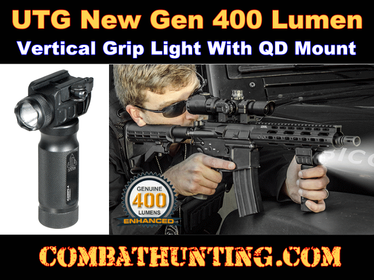 UTG New Gen 400 Lumen Grip Light With QD Mounting Base style=