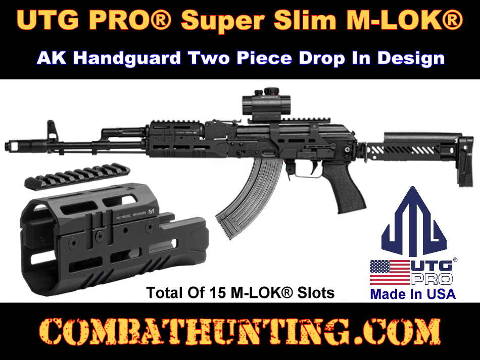 UTG PRO Super Slim M-LOK AK Handguard Black style=