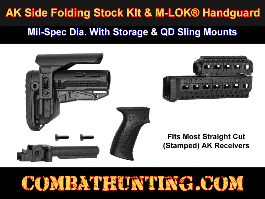 AK-47 74 Tactical Package Side Folding Stock Kit With M-LOK Handguard Black style=