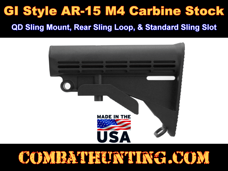 AR-15/M4 Carbine Stock With QD Sling Mount Socket Mil-Spec style=