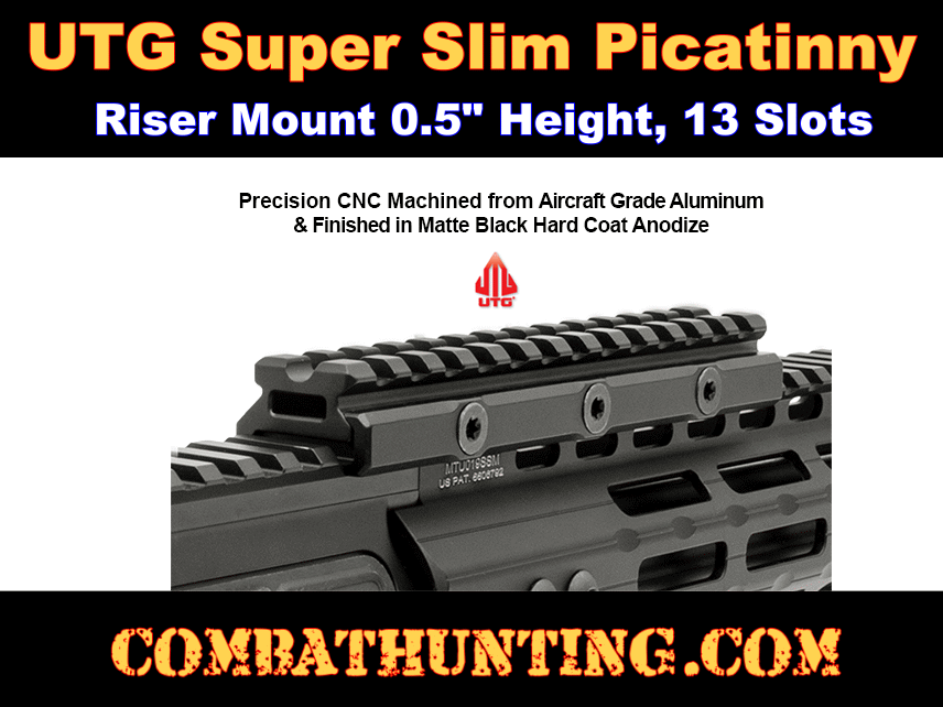 UTG Super Slim Picatinny Riser Mount, 0.5