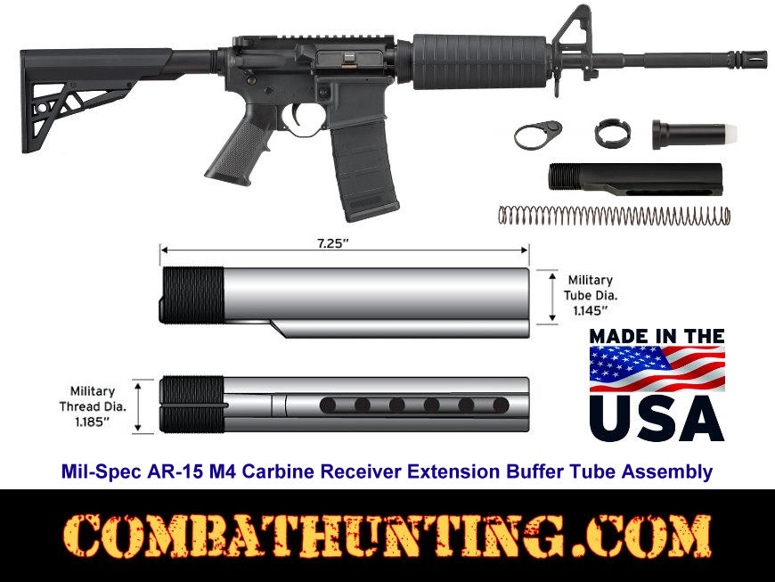 AR-15 Buffer Tube Assembly 6-Position Mil-Spec style=