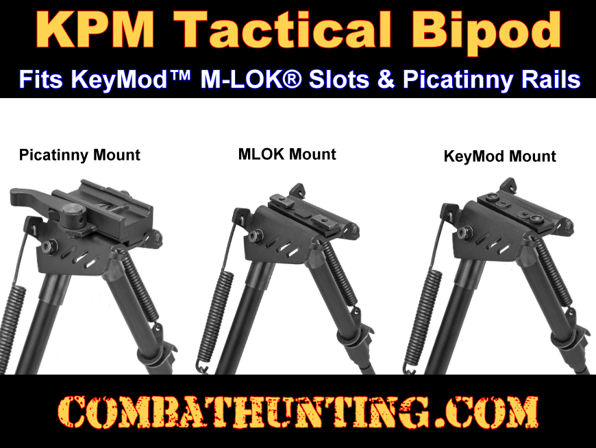 Sniper Rifle KPM Bipod Fits KeyMod, M-LOK & Picatinny Rails style=