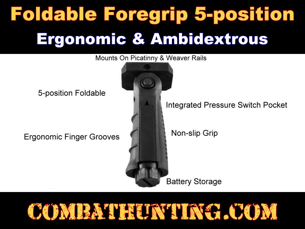 5 position Folding Vertical Picatinny Foregrip style=
