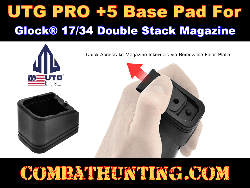 UTG PRO +5 Base Pad Glock 17/34 Matte Black Aluminum style=