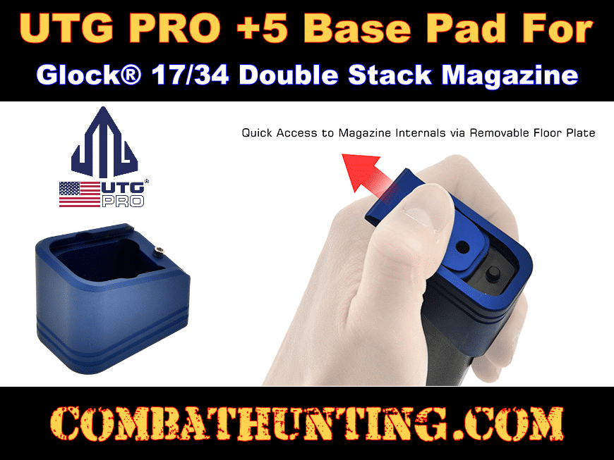 UTG PRO +5 Base Pad Glock 17/34 Matte Blue Aluminum style=