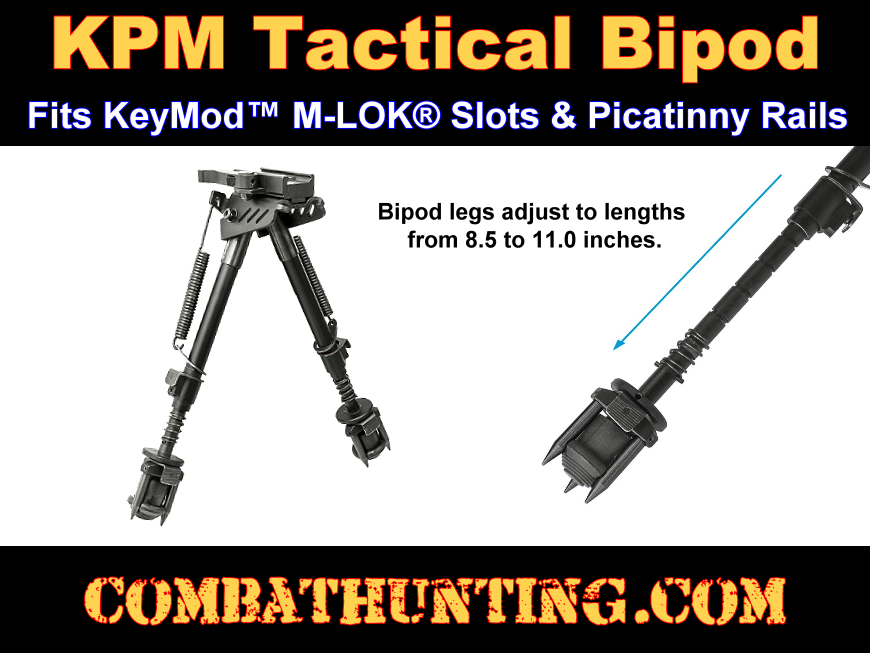 Sniper Rifle KPM Bipod Fits KeyMod, M-LOK & Picatinny Rails style=