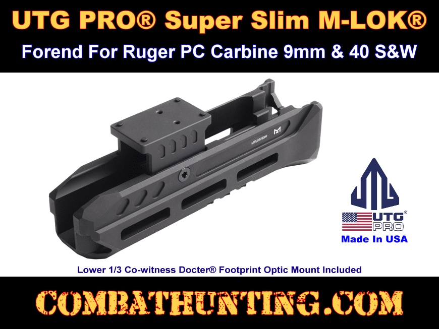 UTG PRO Super Slim M-LOK Forend for Ruger PC Carbine style=