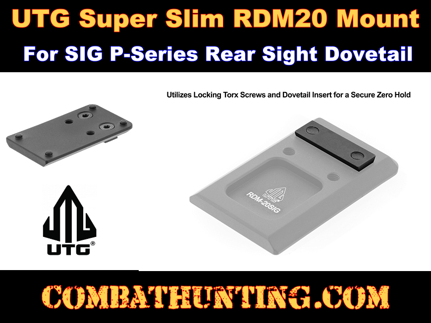 UTG Super Slim RDM20 Mount, SIG P-Series Rear Sight Dovetail style=