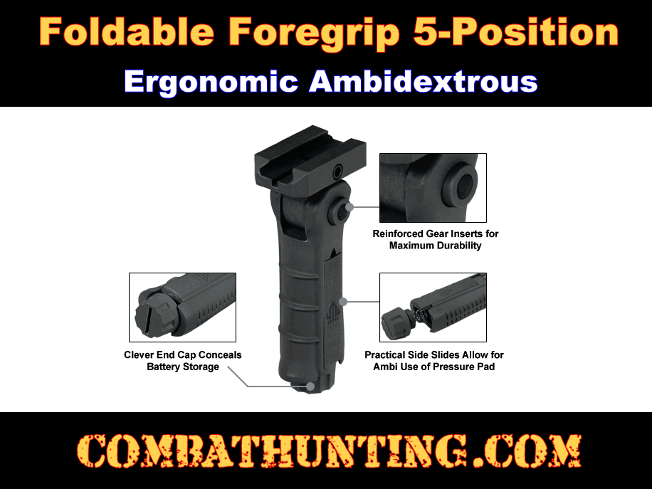 UTG Ambidextrous 5-position Foldable Foregrip style=