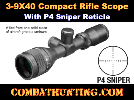 3-9x40 Compact Rifle Scope A.O. P4 Sniper Reticle