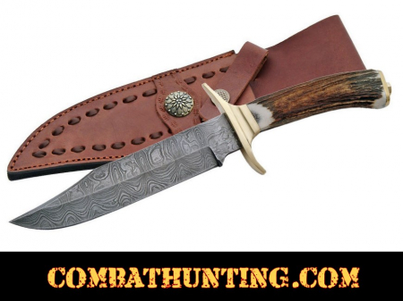 Damascus Steel Bowie Hunting Knife 11