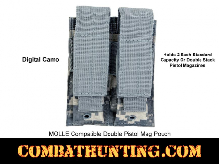 Digital Camo Double Pistol Mag Pouch Molle Compatible