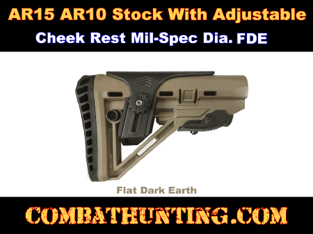FDE AR-15 Stock with Adjustable Cheek Rest Riser Mil-Spec