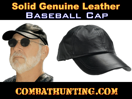 Leather Baseball Cap Solid Genuine Leather 