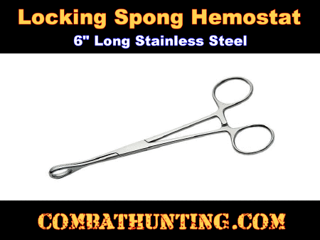 Locking Stainless Steel Sponge Hemostat 6