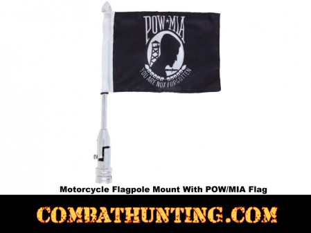 Diamond Plate Motorcycle Flagpole Mount and POW MIA Flag
