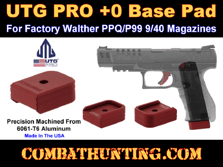 UTG PRO +0 Base Pad Walther PPQ 9/40 Matte Red Aluminum