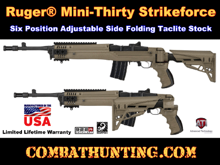 Ruger Mini-Thirty Strikeforce Six Position Adjustable Side Folding TactLite Stock Flat Dark Earth