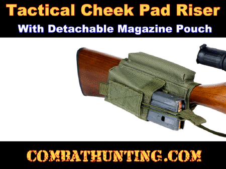 Rifle Tactical Cheek Pad Stock Riser With Magazine Pouch Green