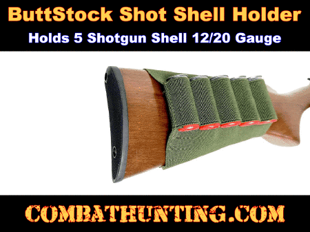 Shotgun Stock Shell Holder 12/20 Gauge Green
