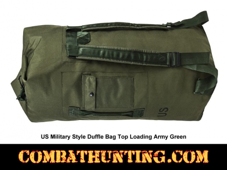 US Military Style Duffle Bag Top Loading Army Green