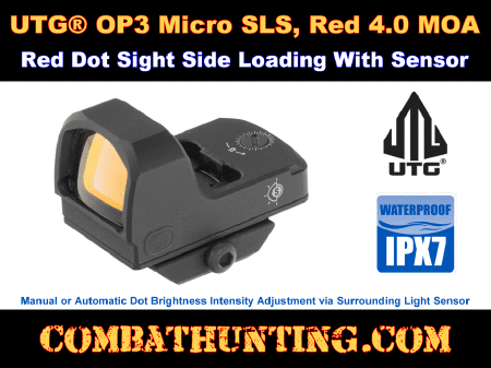 UTG OP3 Micro SLS, Red 4.0 MOA Single Dot, Side Loading, Sensor, for RMR Footprint