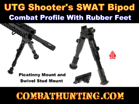 UTG Shooter's SWAT Bipod, Rubber Feet, Height 6.2