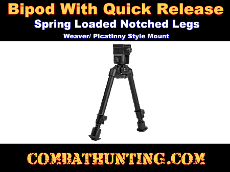 Quick Release Bipod With Spring Loaded Notched Legs