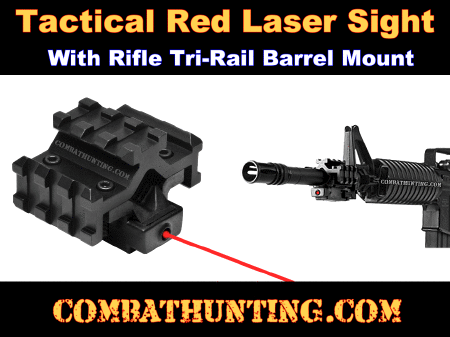 Red Laser Sight With Rifle Tri-Rail Barrel Mount