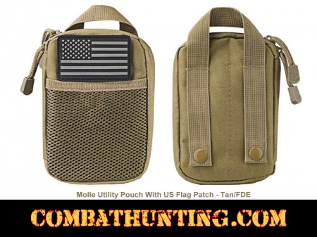 Molle Utility Pouch With US Patch FDE/Tan