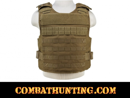 Armor Plate Carrier Vest with MOLLE Webbing Tan/FDE MED-2XL