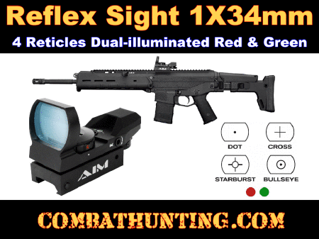 Red and Green Reflex Sight With 4 Reticles